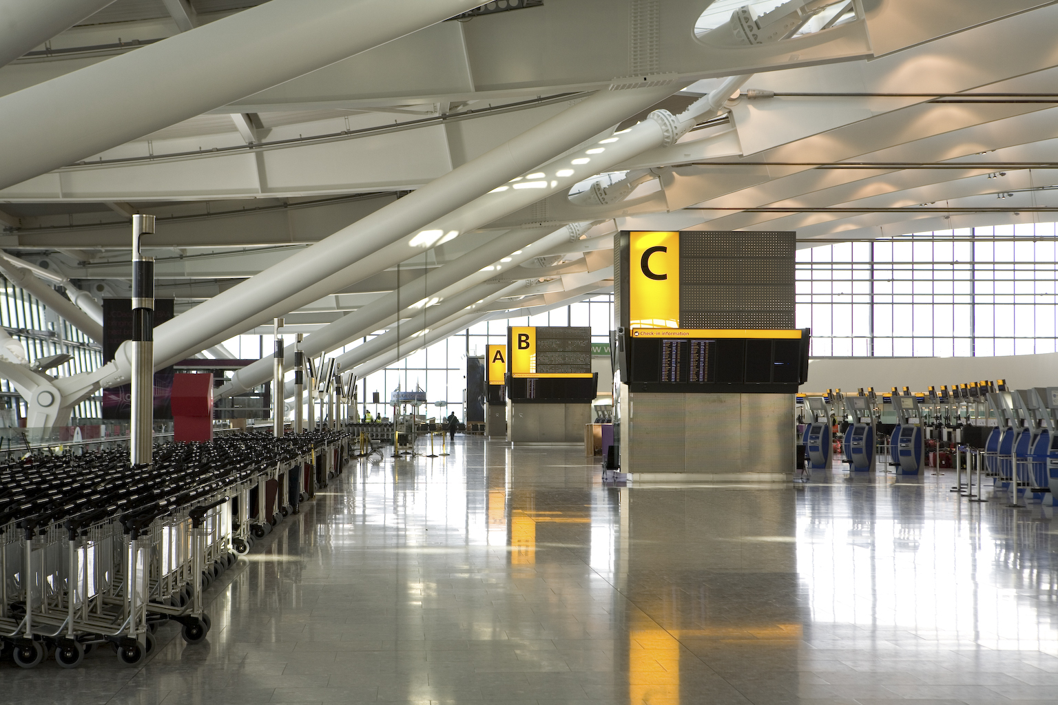 Heathrow airport departures concourse