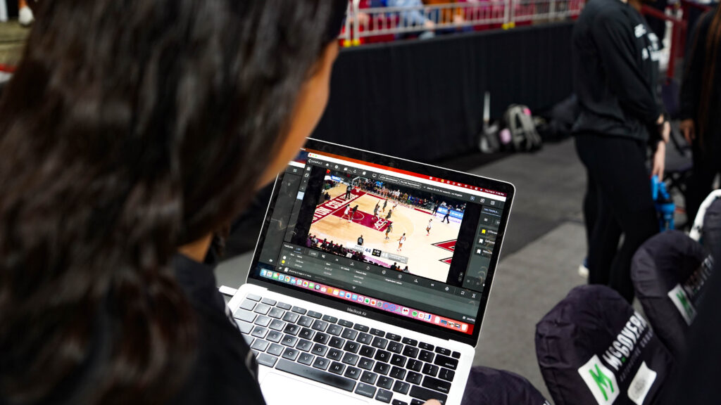 Archive footage on a laptop screen